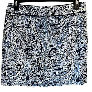 Vineyard Vines Blue and White Paisley Margo Mini Skirt, Size 12.